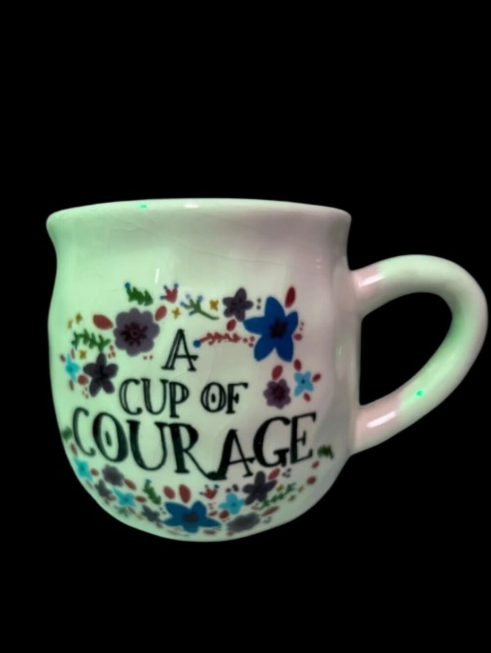 Natural Life 16oz A Cup of Courage Floral Ceramic Mug -